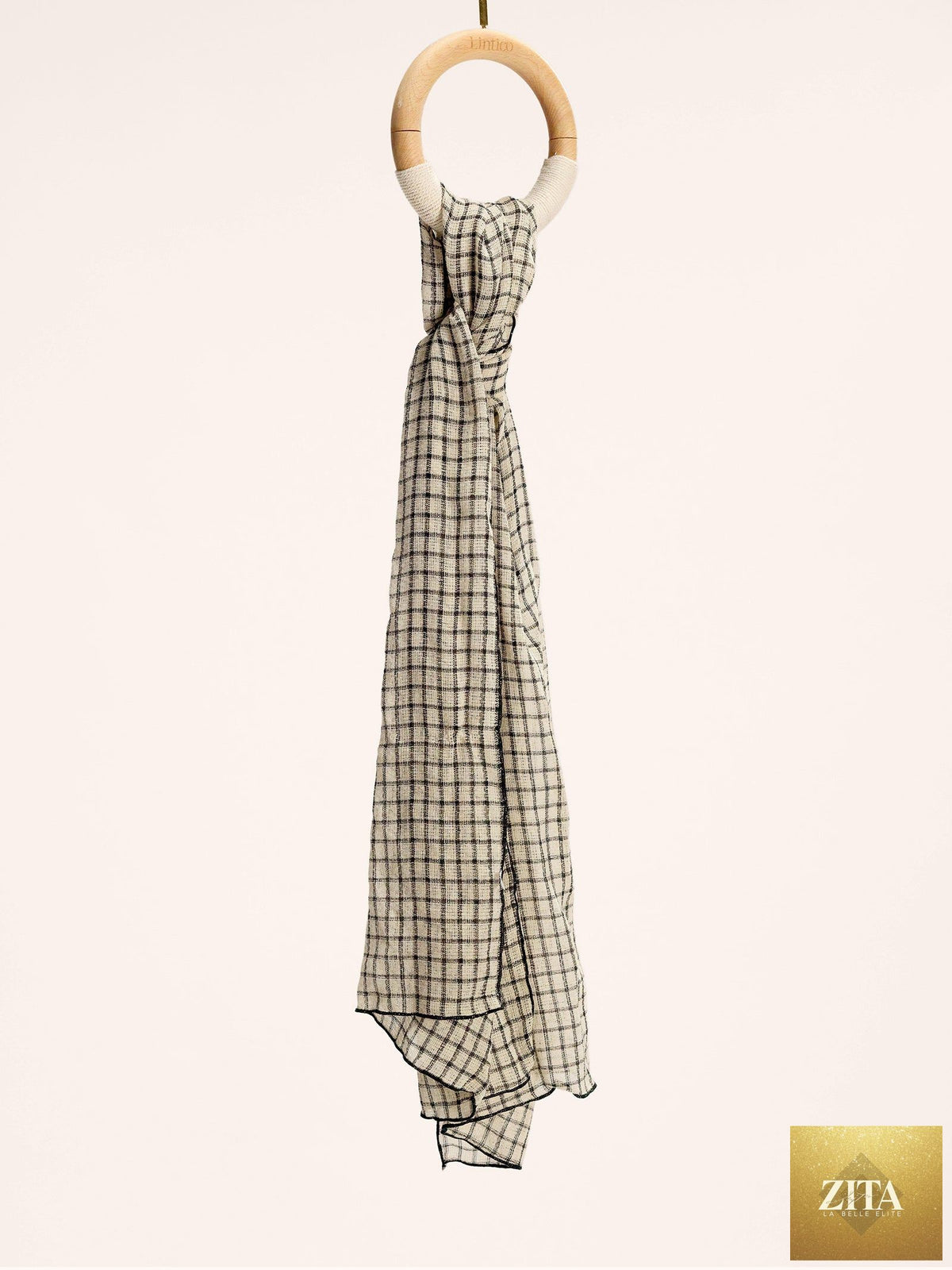 Linen Windowpane Check Scarf