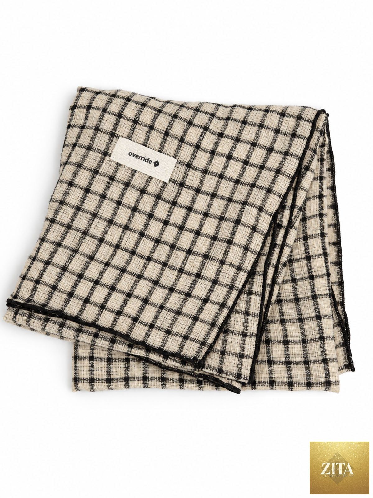 Linen Windowpane Check Scarf