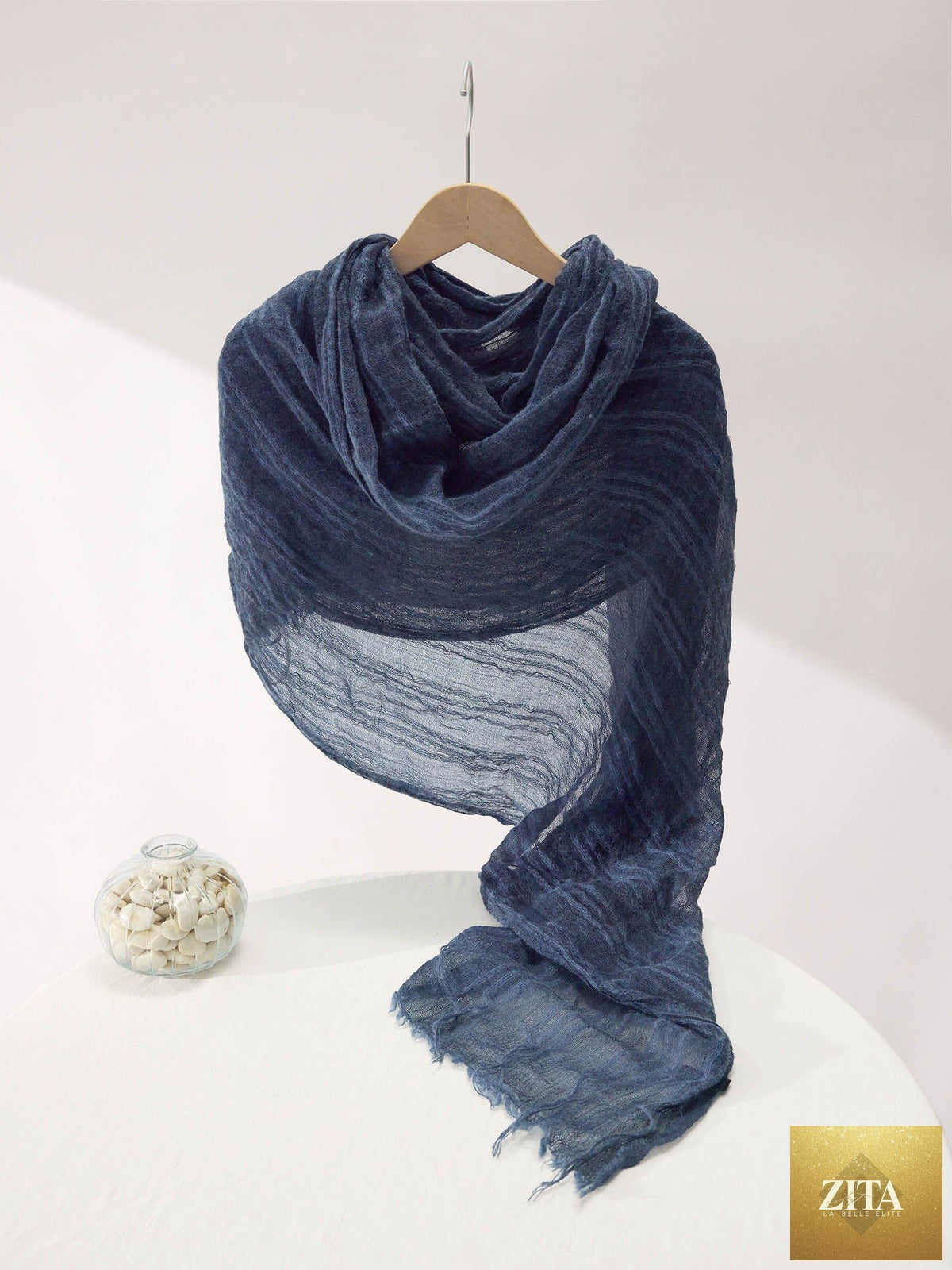 Airy Wool Fringed Scarf