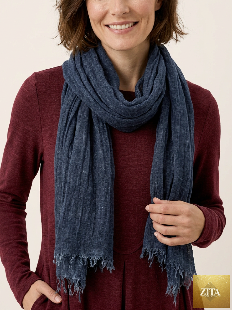 Airy Wool Fringed Scarf