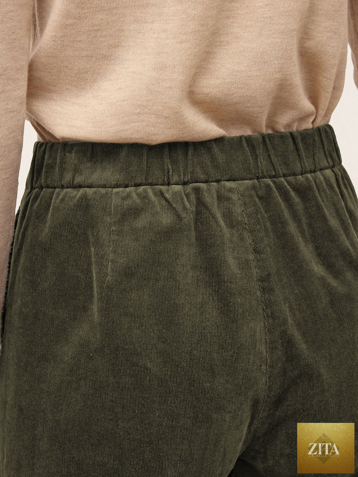 Cotton Lyocell Adjustable Button Mid Waist Tapered Ankle Pants ISOLABEL