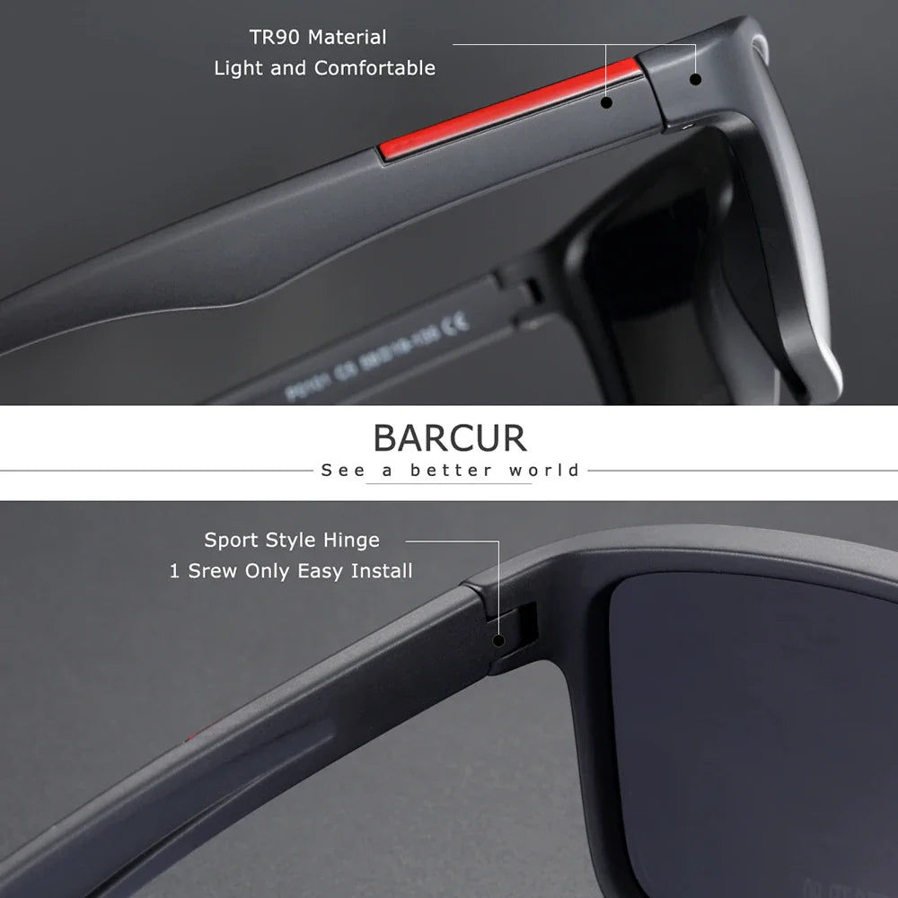Stevvex BARCURTR90 ultralight polarized men's vintage square sunglasses with UV400 protection, summer eyewear, image shows stylish frame
