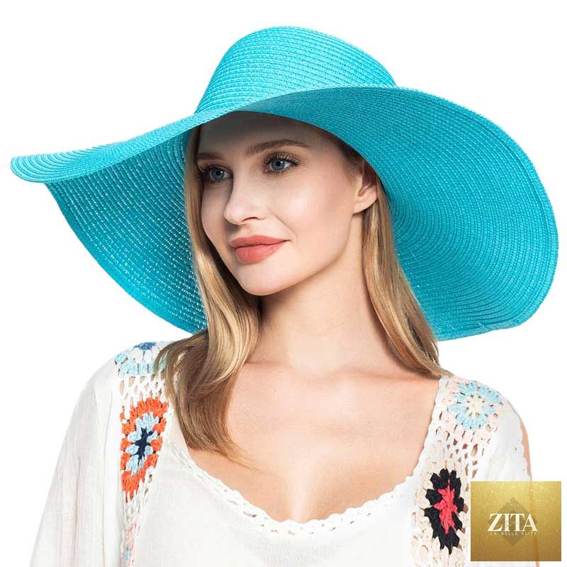 Women's Solid Floppy Straw Sun Hat