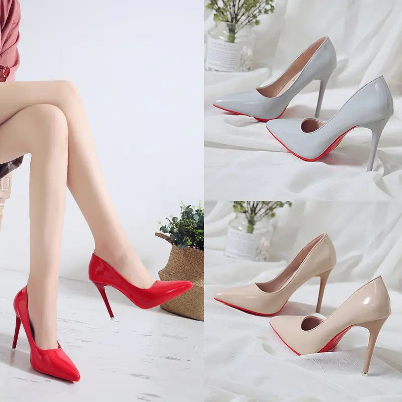 Elegant women's pointed toe high heels in black, stylish women shoes from Trendy Attic Store01 displayed on a neutral background.