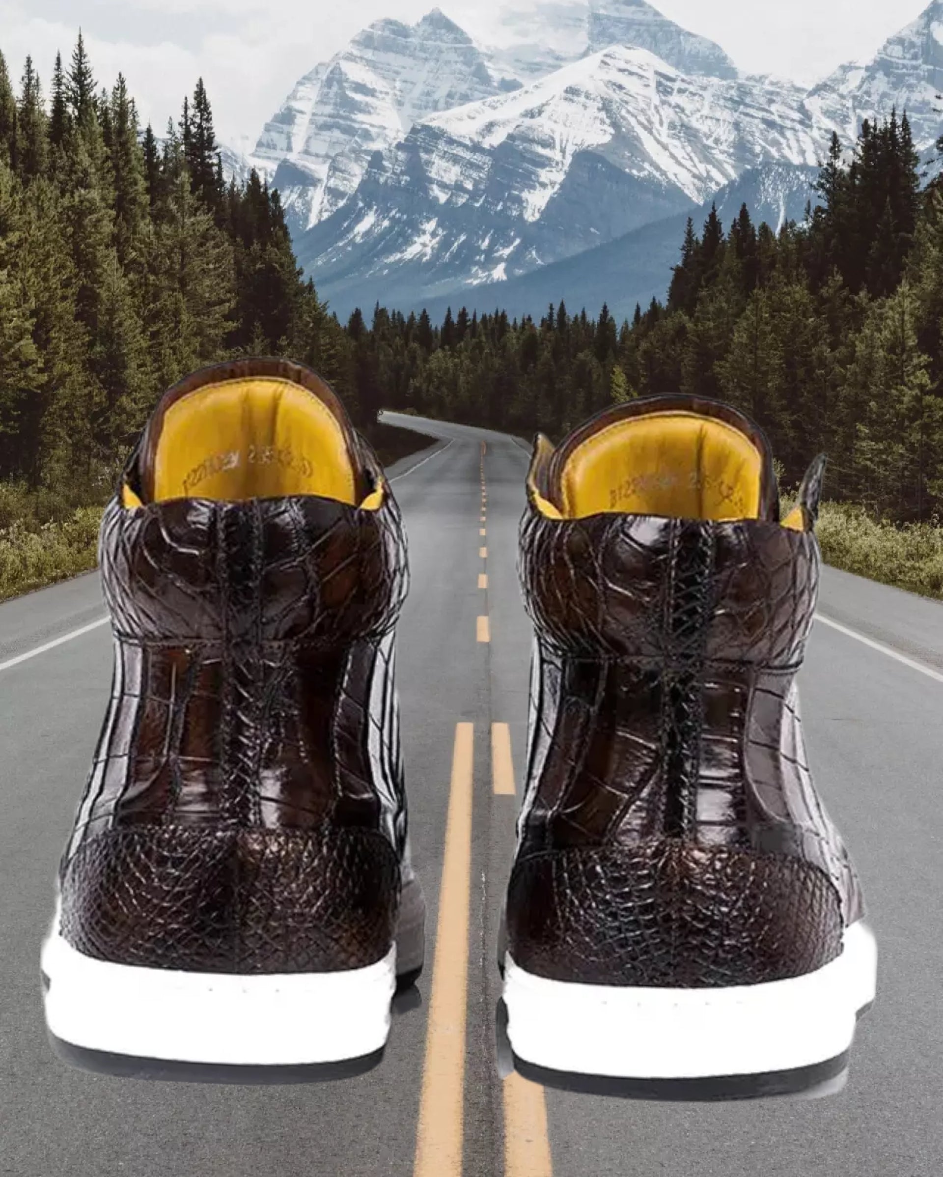 Don John men's crocodile leather sneakers with handmade craftsmanship, featuring a stylish design and textured crocodile pattern.