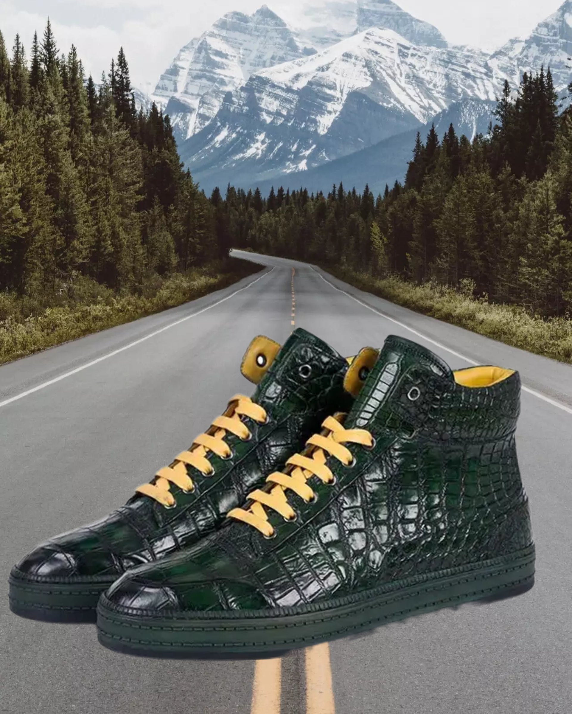 Don John crocodile leather sneakers for men, handmade shoes with textured crocodile pattern and stylish design.