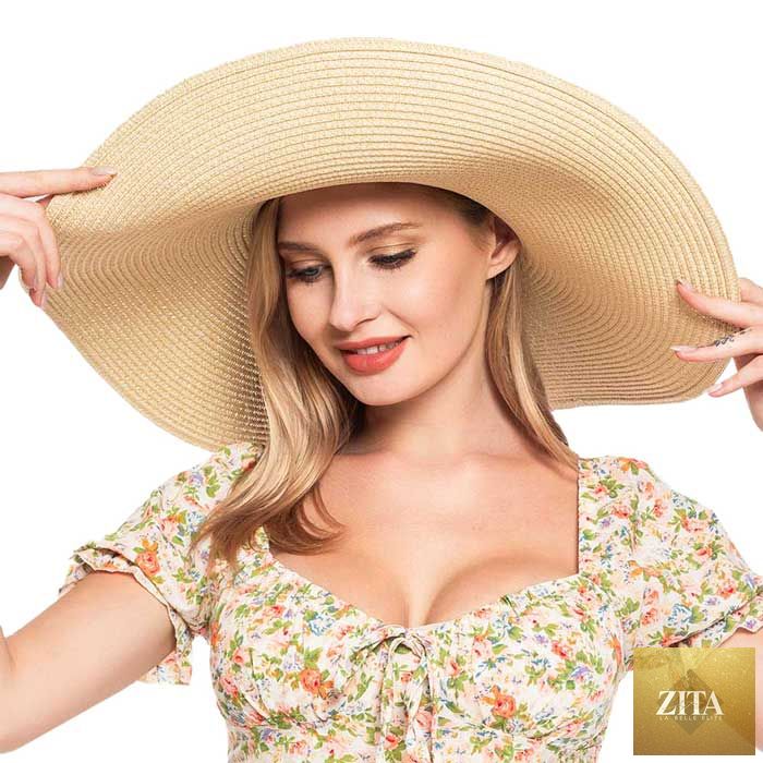 Women's Solid Floppy Straw Sun Hat