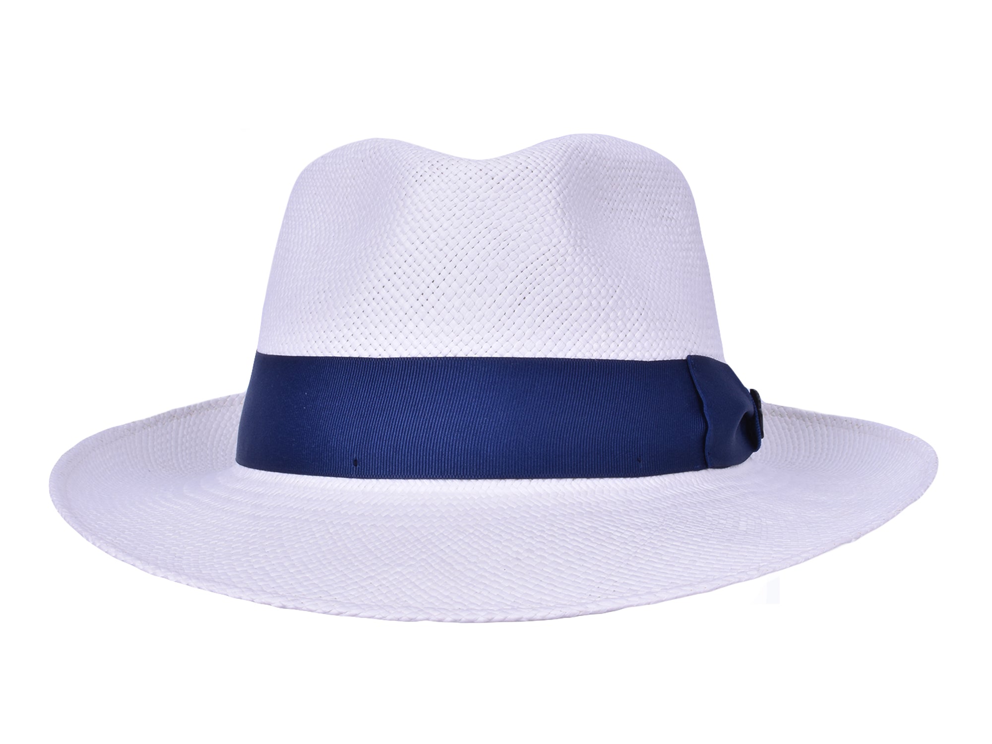 White Panama Fedora hat from Bigalli Hats USA, featuring a classic style with a wide brim and stylish design.