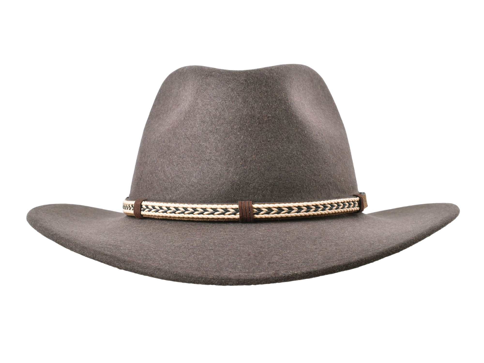 Bigalli Hats USA outdoor merino wool felt fedora hat in tobacco melange color, featuring a classic, stylish design for outdoor wear.