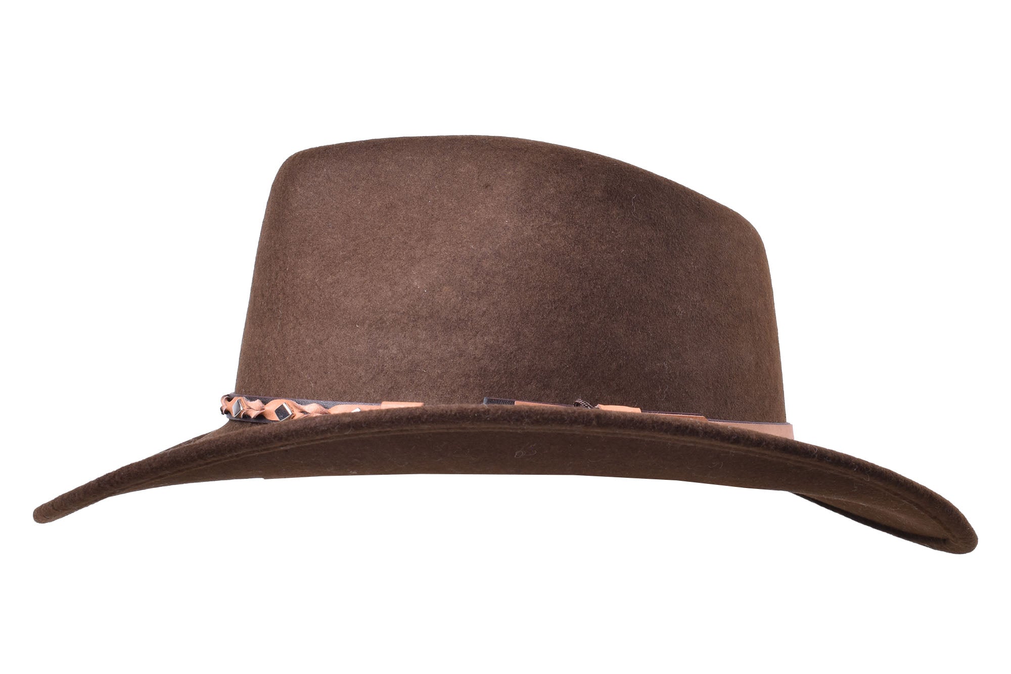 Chocolate brown outdoor Merino wool felt fedora hat by Bigalli Hats USA, featuring a classic wide brim and stylish design.