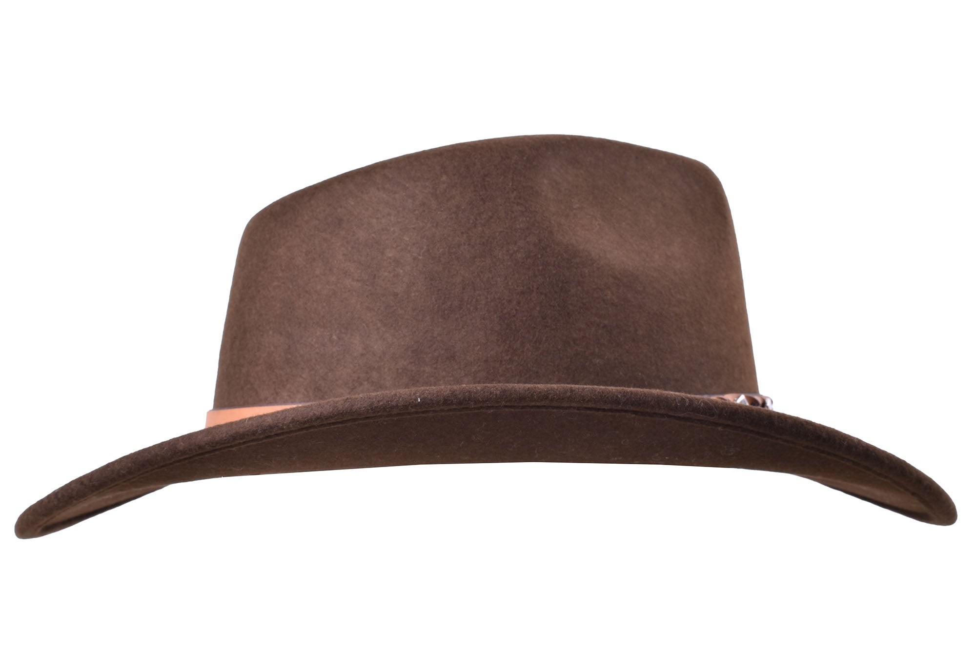 Chocolate outdoor Merino wool felt fedora hat by Bigalli Hats USA with a wide brim and stylish design.