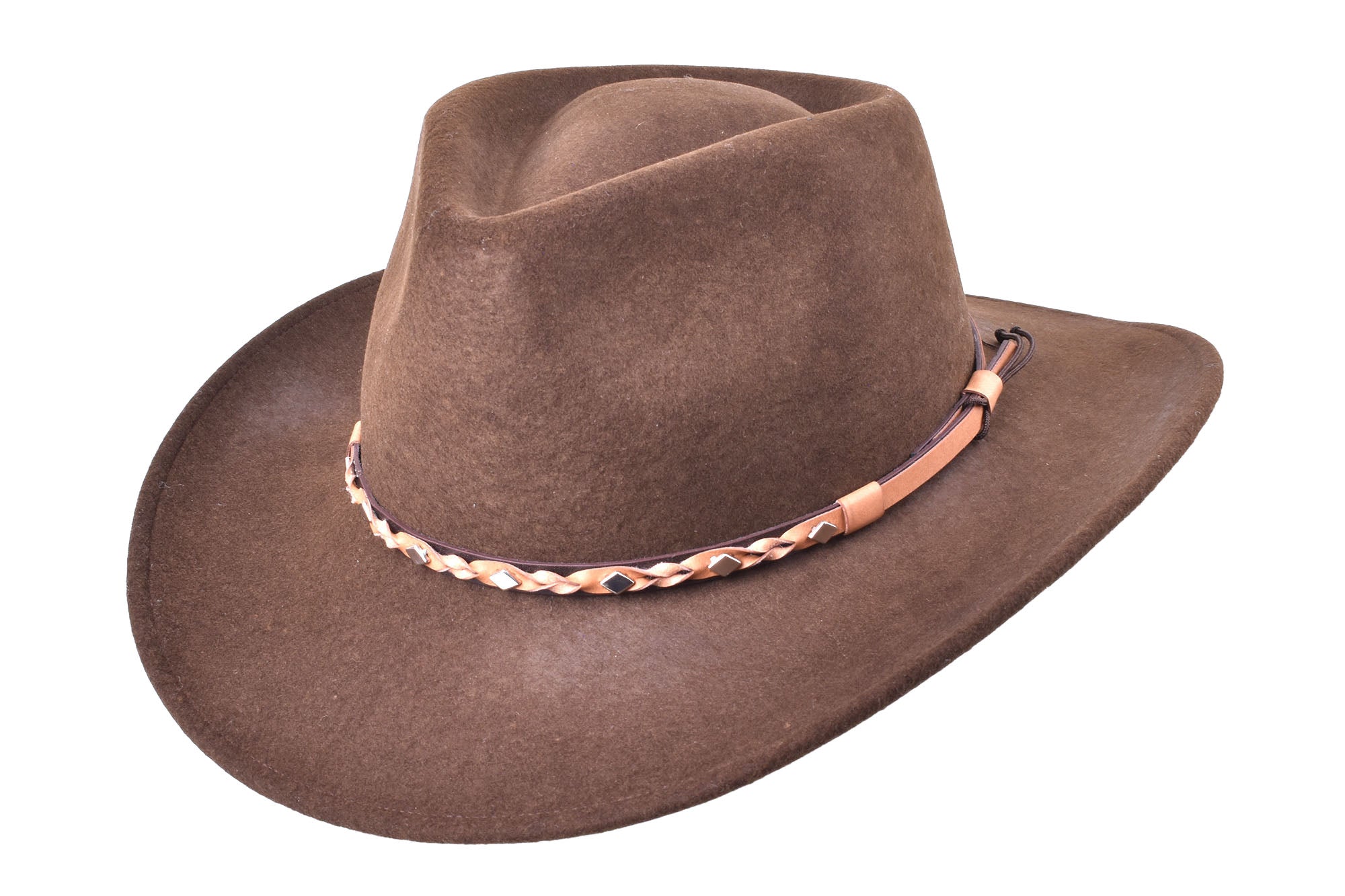 Chocolate outdoor merino wool felt fedora hat by Bigalli Hats USA, showcasing a stylish and durable accessory for outdoor wear.