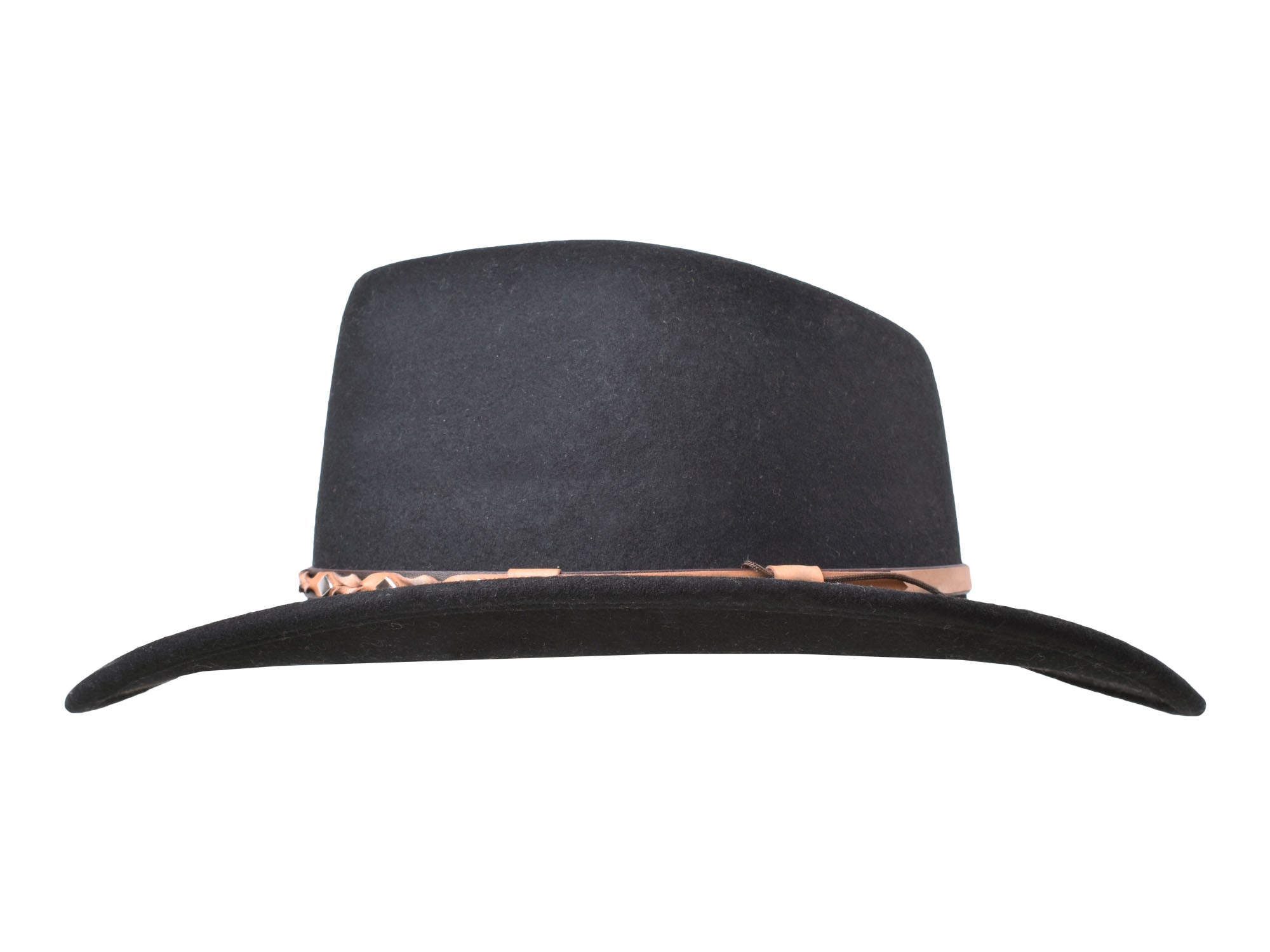 Black outdoor Merino wool felt fedora hat by Bigalli Hats USA with a classic wide brim and stylish design.