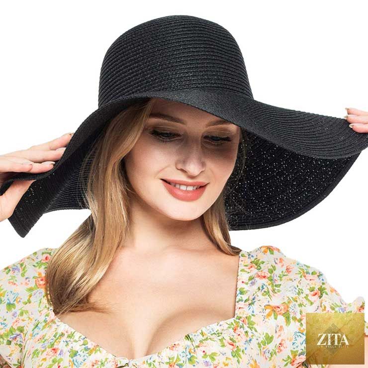 Women's Solid Floppy Straw Sun Hat