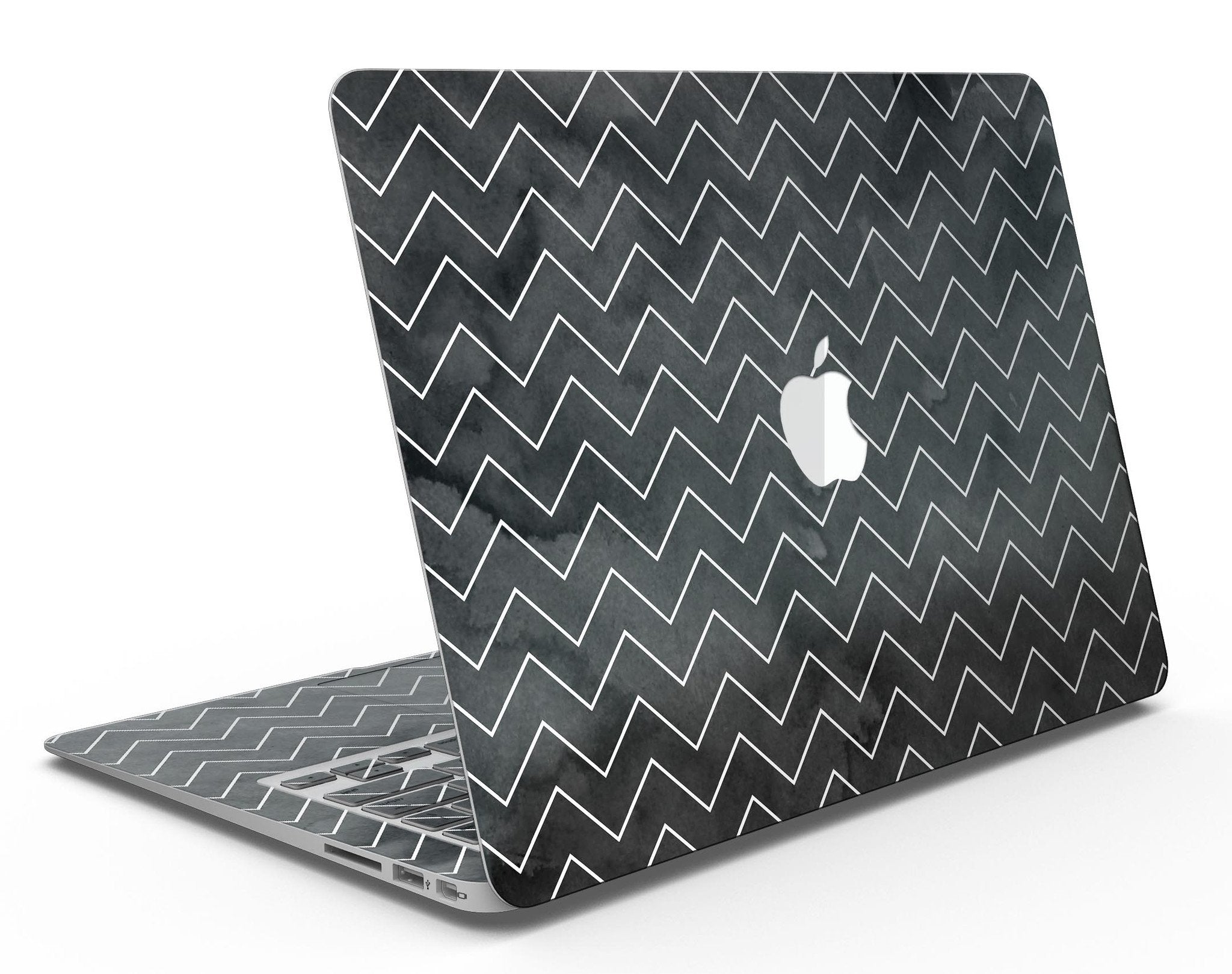 Black Watercolor with White Chevron - MacBook Air Skin Kit Blue Leto