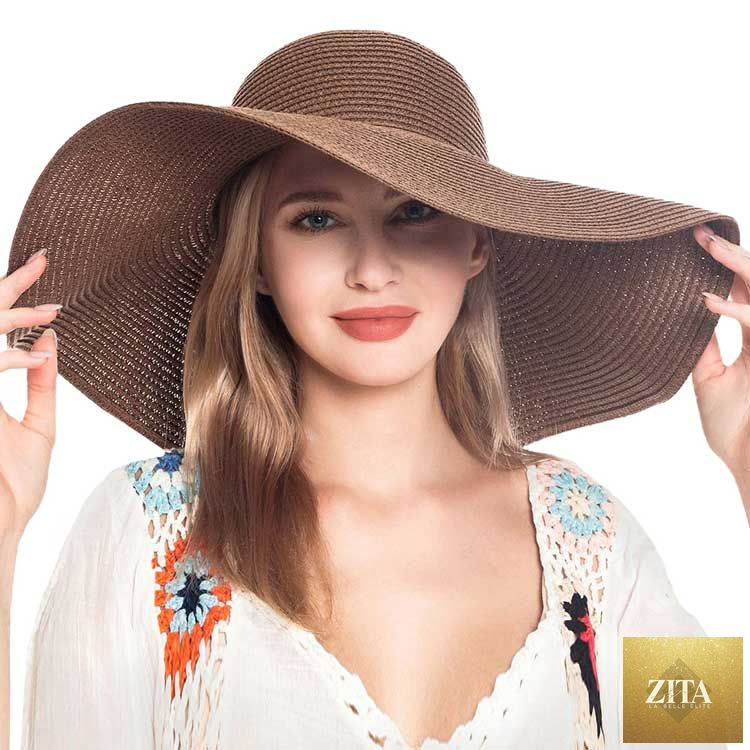 Women's Solid Floppy Straw Sun Hat
