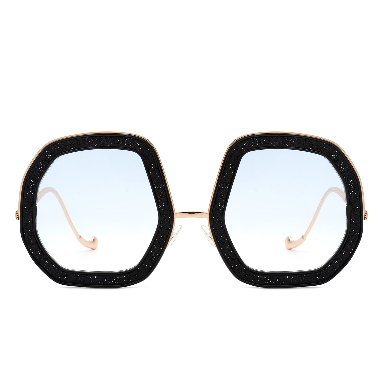 Xanadawn - Women Round Irregular Geometric Glitter Fashion Sunglasses Gray Baobab