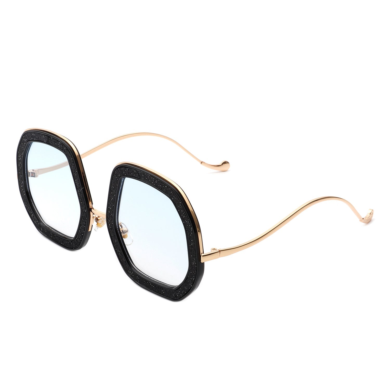 Xanadawn - Women Round Irregular Geometric Glitter Fashion Sunglasses Gray Baobab