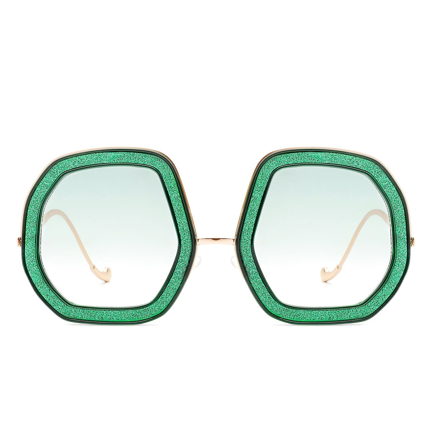 Xanadawn - Women Round Irregular Geometric Glitter Fashion Sunglasses Gray Baobab