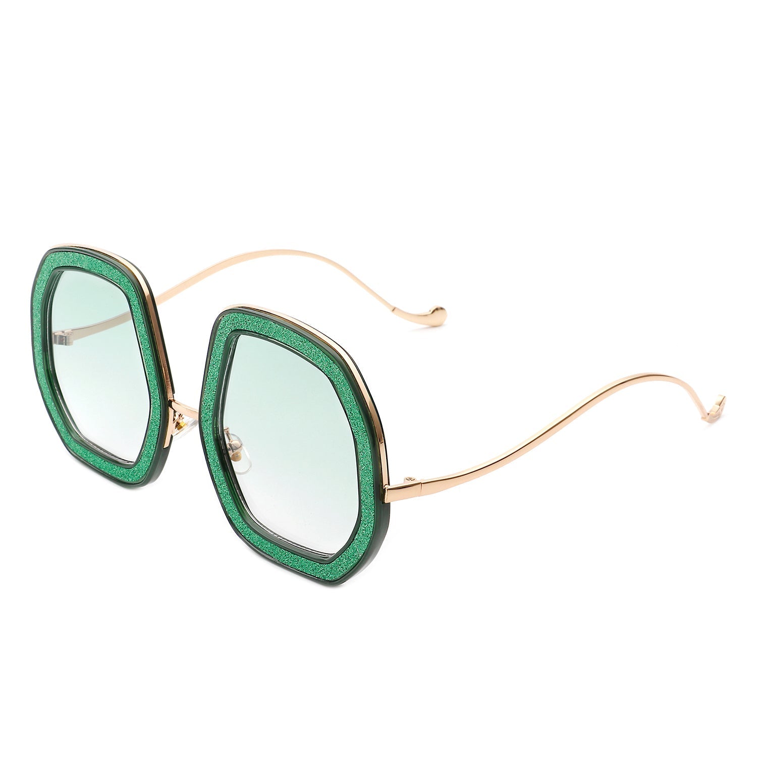 Xanadawn - Women Round Irregular Geometric Glitter Fashion Sunglasses Gray Baobab