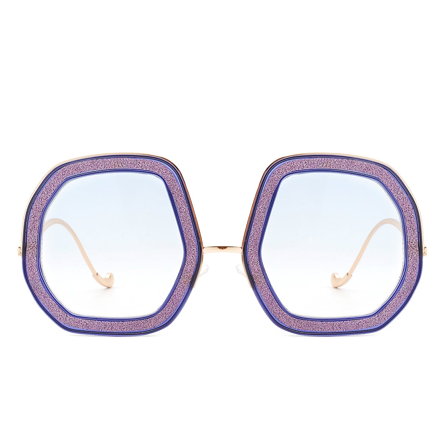 Xanadawn - Women Round Irregular Geometric Glitter Fashion Sunglasses Gray Baobab