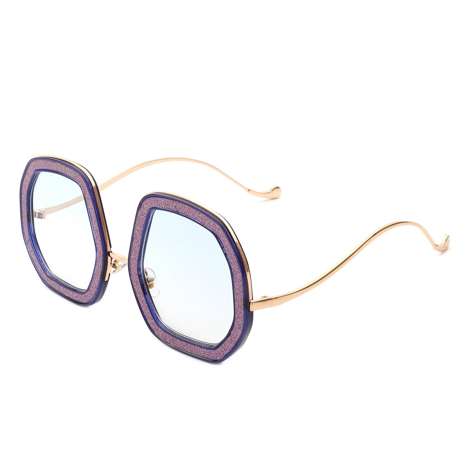 Xanadawn - Women Round Irregular Geometric Glitter Fashion Sunglasses Gray Baobab