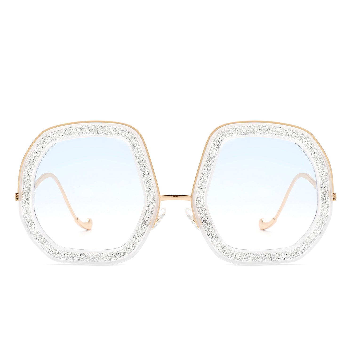 Xanadawn - Women Round Irregular Geometric Glitter Fashion Sunglasses Gray Baobab