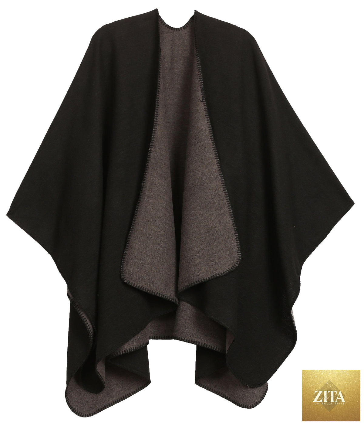 Sakkas Mari Women's Reversible Large Poncho Shawl Wrap Scarf Cape Ruana Blanket