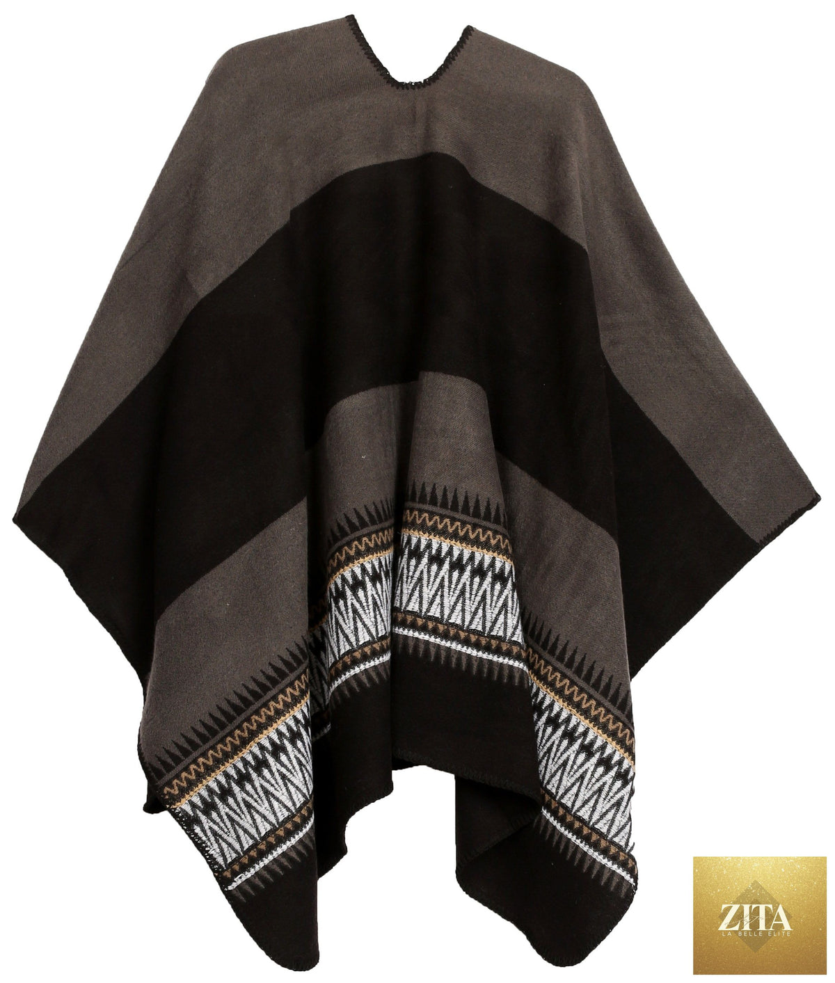 Sakkas Mari Women's Reversible Large Poncho Shawl Wrap Scarf Cape Ruana Blanket
