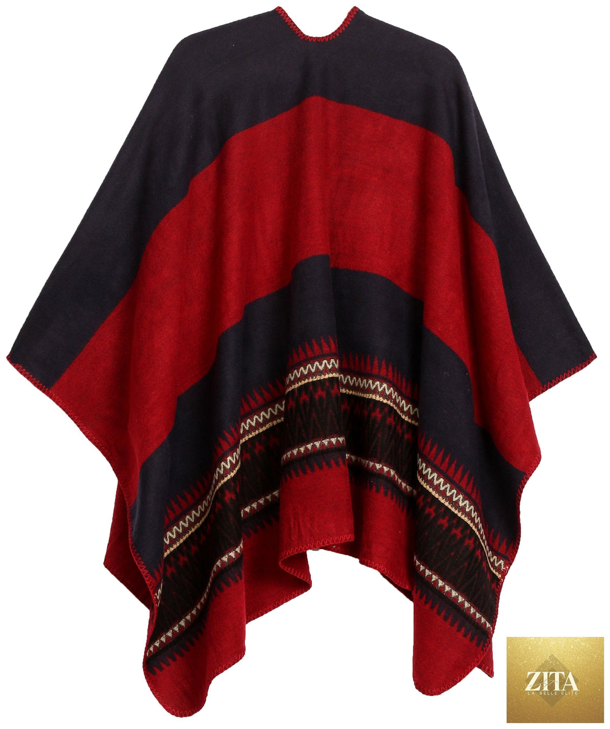 Sakkas Mari Women's Reversible Large Poncho Shawl Wrap Scarf Cape Ruana Blanket