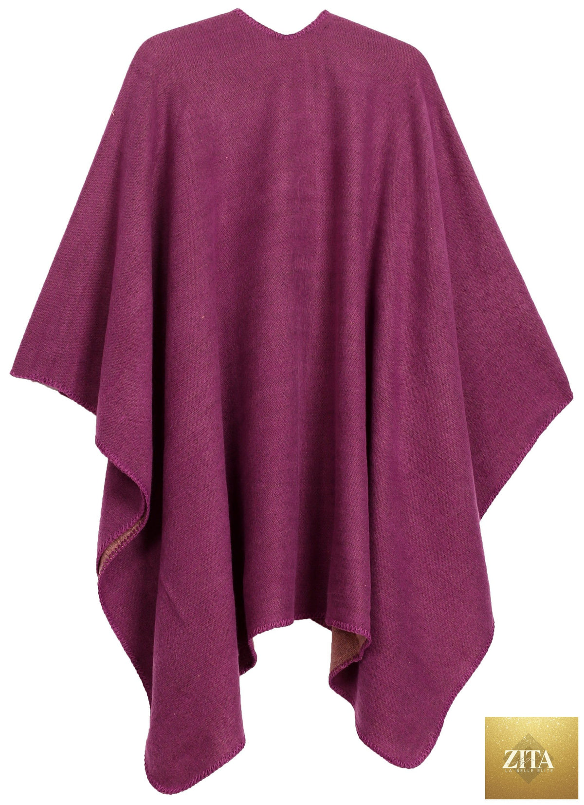Sakkas Mari Women's Reversible Large Poncho Shawl Wrap Scarf Cape Ruana Blanket