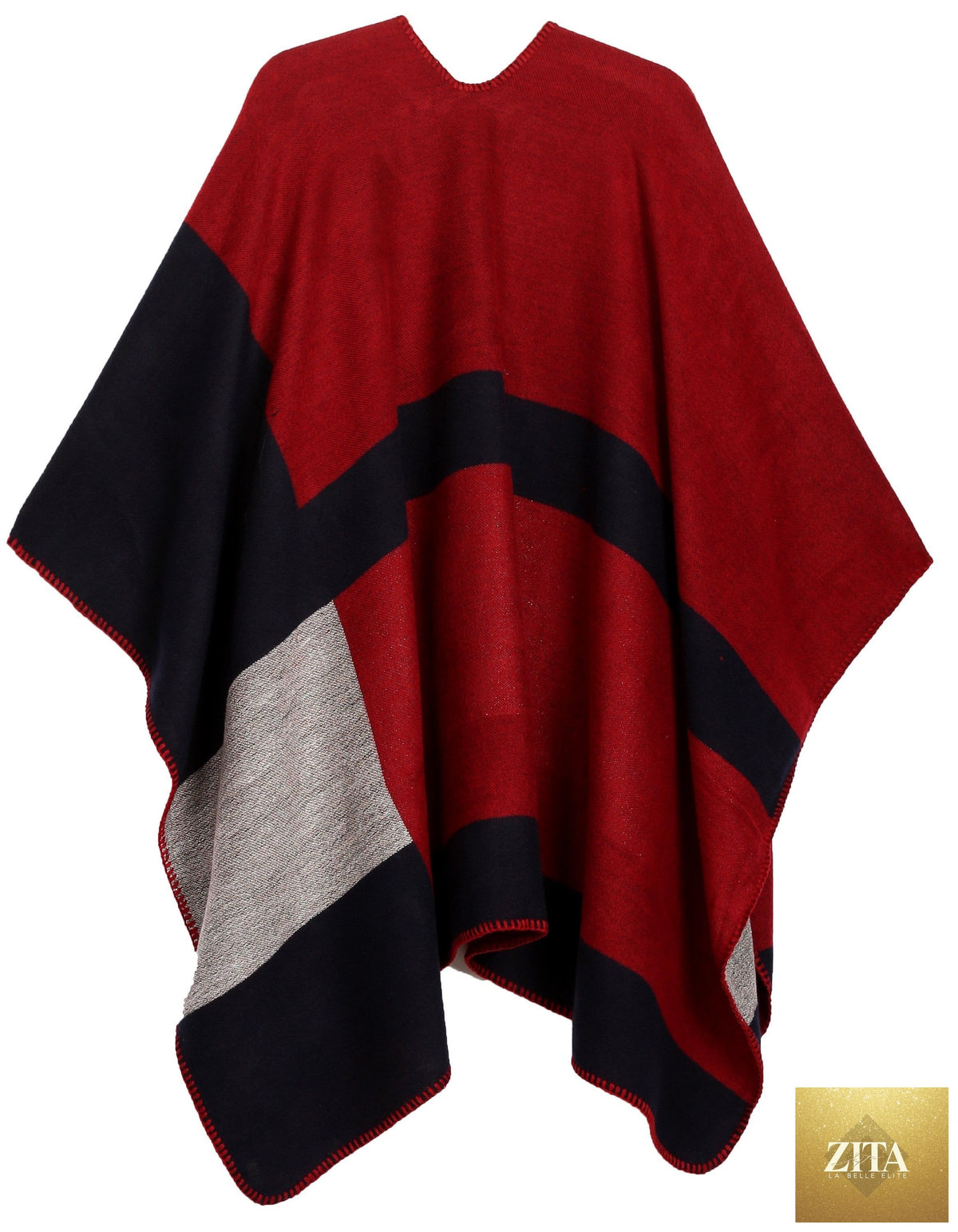 Sakkas Mari Women's Reversible Large Poncho Shawl Wrap Scarf Cape Ruana Blanket