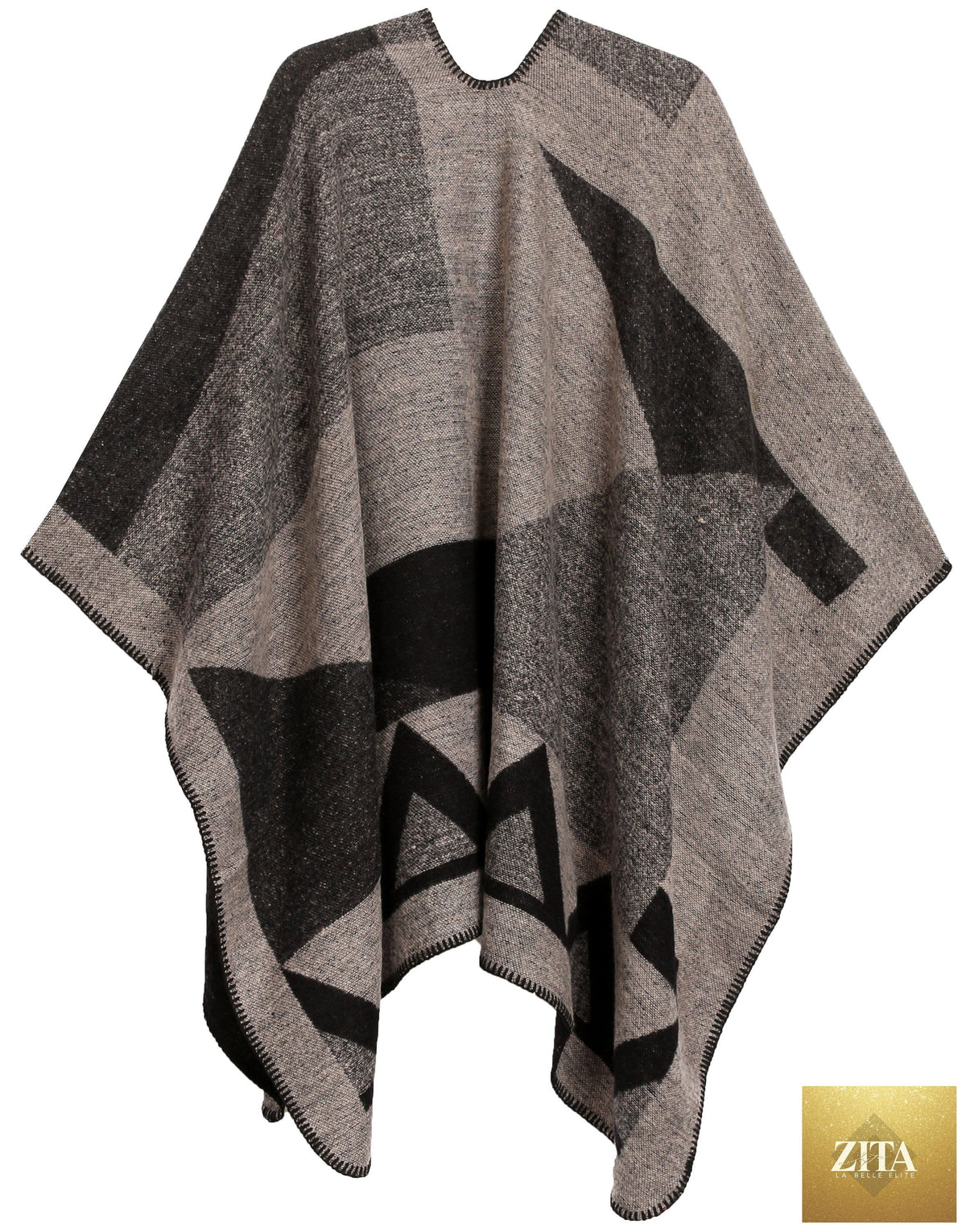 Sakkas Mari Women's Reversible Large Poncho Shawl Wrap Scarf Cape Ruana Blanket