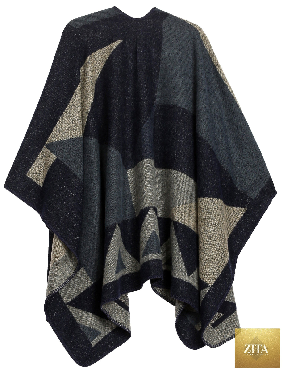 Sakkas Mari Women's Reversible Large Poncho Shawl Wrap Scarf Cape Ruana Blanket