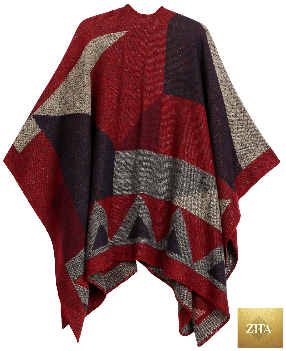 Sakkas Mari Women's Reversible Large Poncho Shawl Wrap Scarf Cape Ruana Blanket
