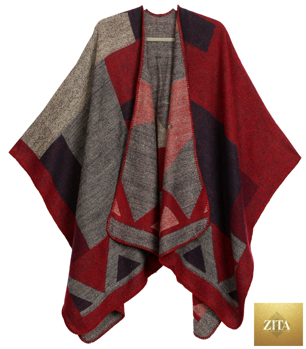 Sakkas Mari Women's Reversible Large Poncho Shawl Wrap Scarf Cape Ruana Blanket