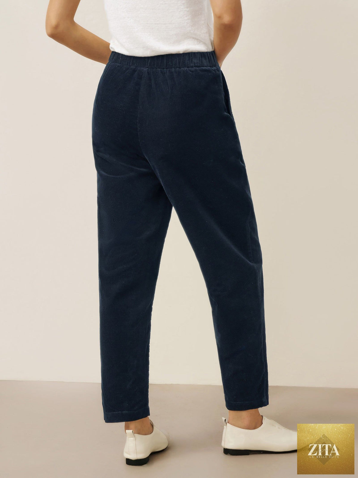 Cotton Elastic Waist Tapered Pants NIKKI