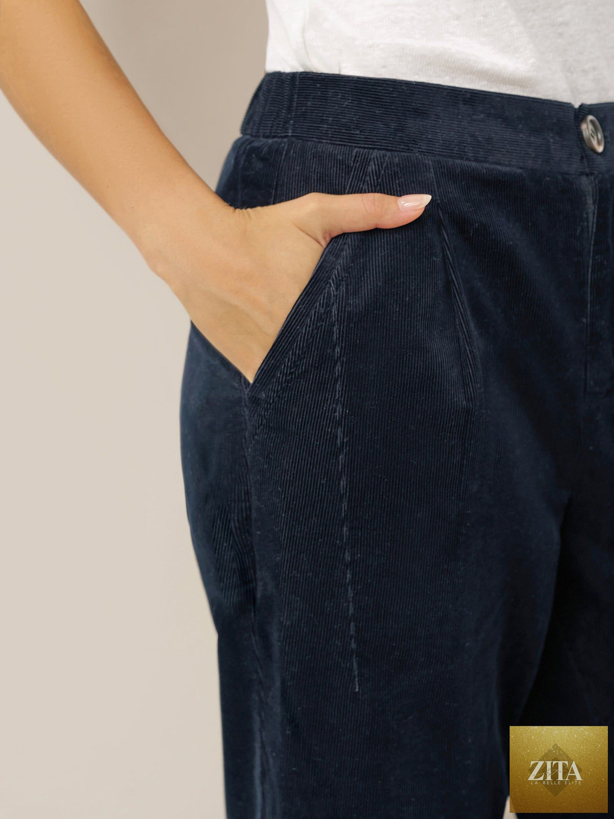 Cotton Elastic Waist Tapered Pants NIKKI