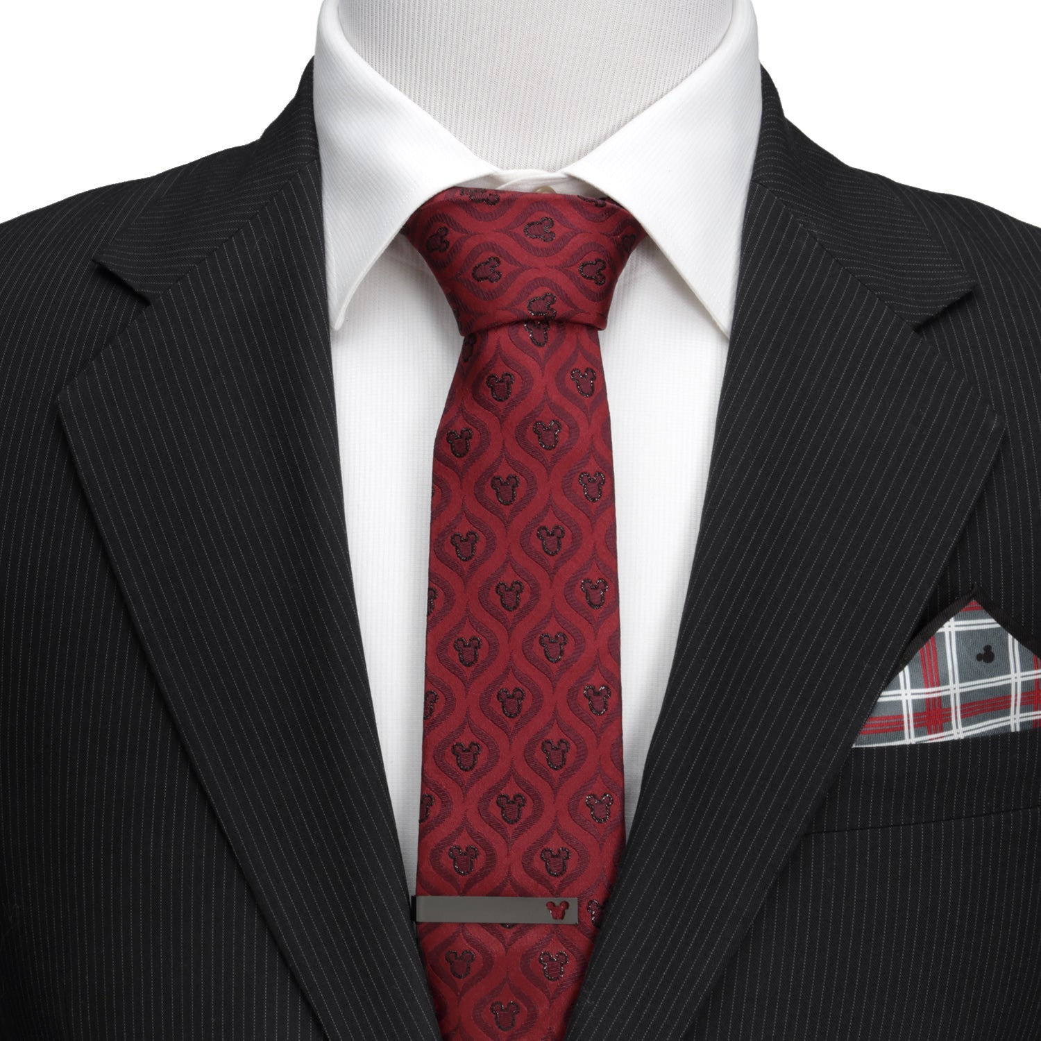 Disney Mickey Mouse Holiday Metallic Black Silk Men's Tie