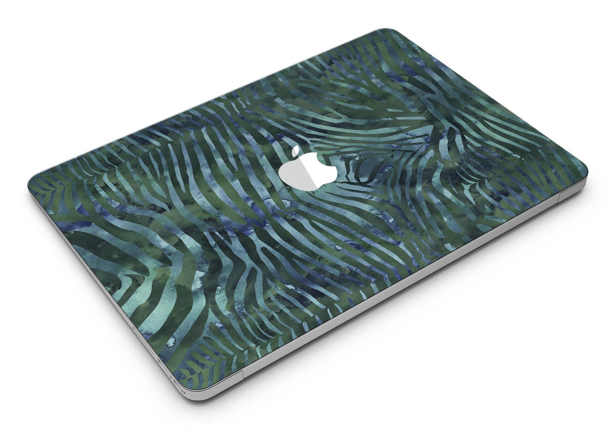 Deep Green and Blue Watercolor Zebra Pattern - MacBook Air Skin Kit Blue Leto