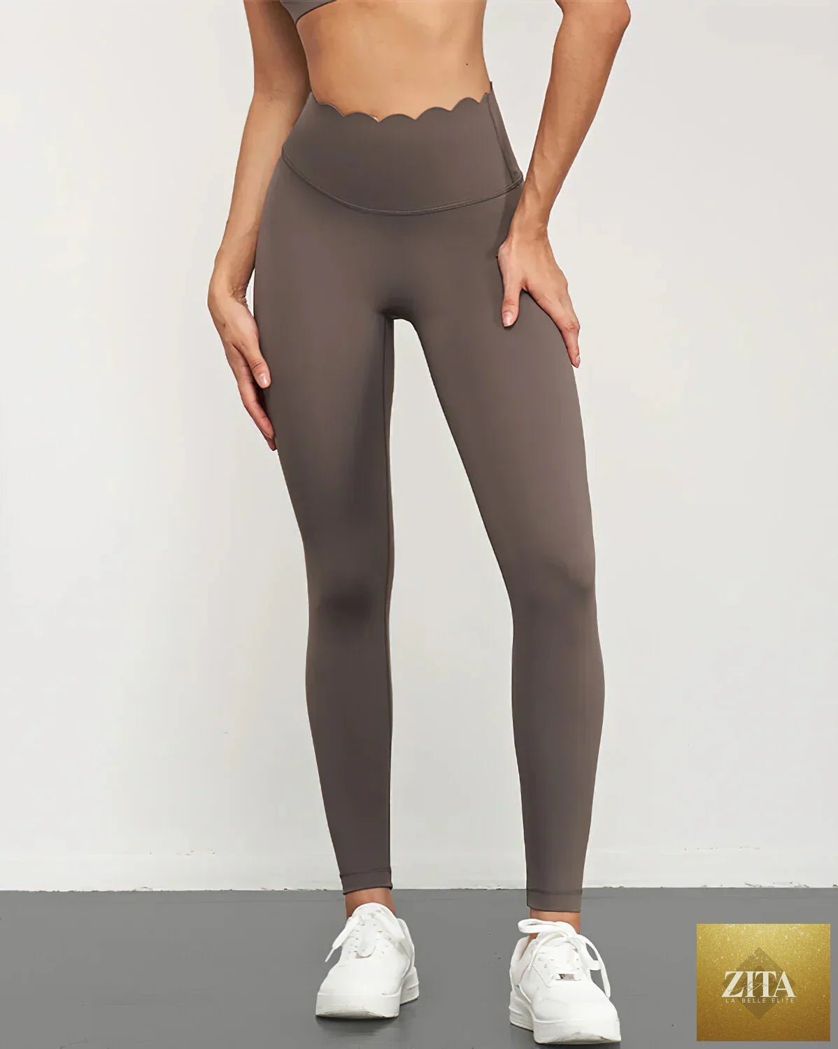 Hello Day Scalloped Waist High Rise Leggings