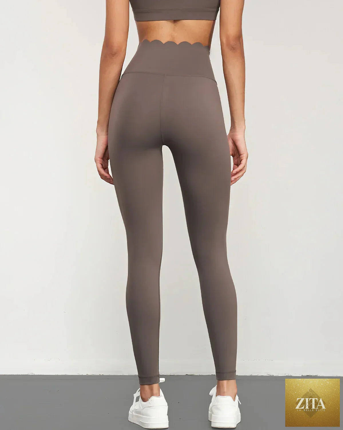 Hello Day Scalloped Waist High Rise Leggings