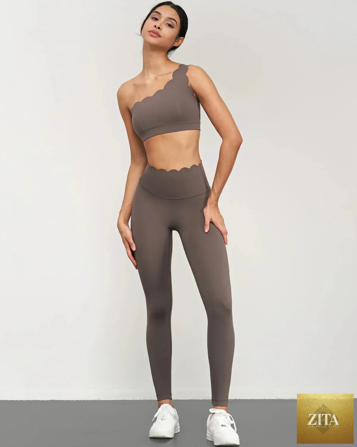 Hello Day Scalloped Waist High Rise Leggings