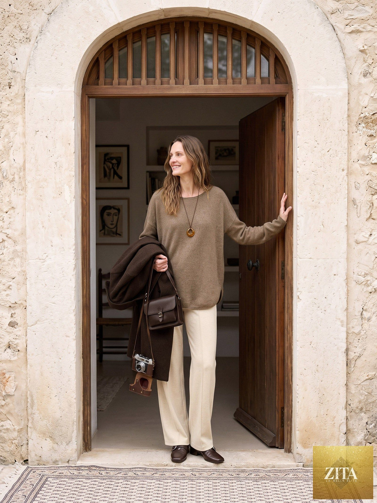 100% Mongolian Cashmere Hand-Finished Rolled Edge Knit Top AMARA