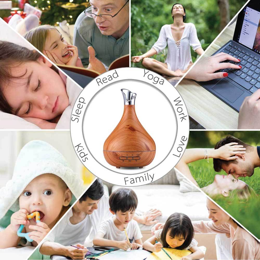 Essential Oil Aroma Diffuser Tulip Light Wood  -Ultrasonic Mist Ozdingo