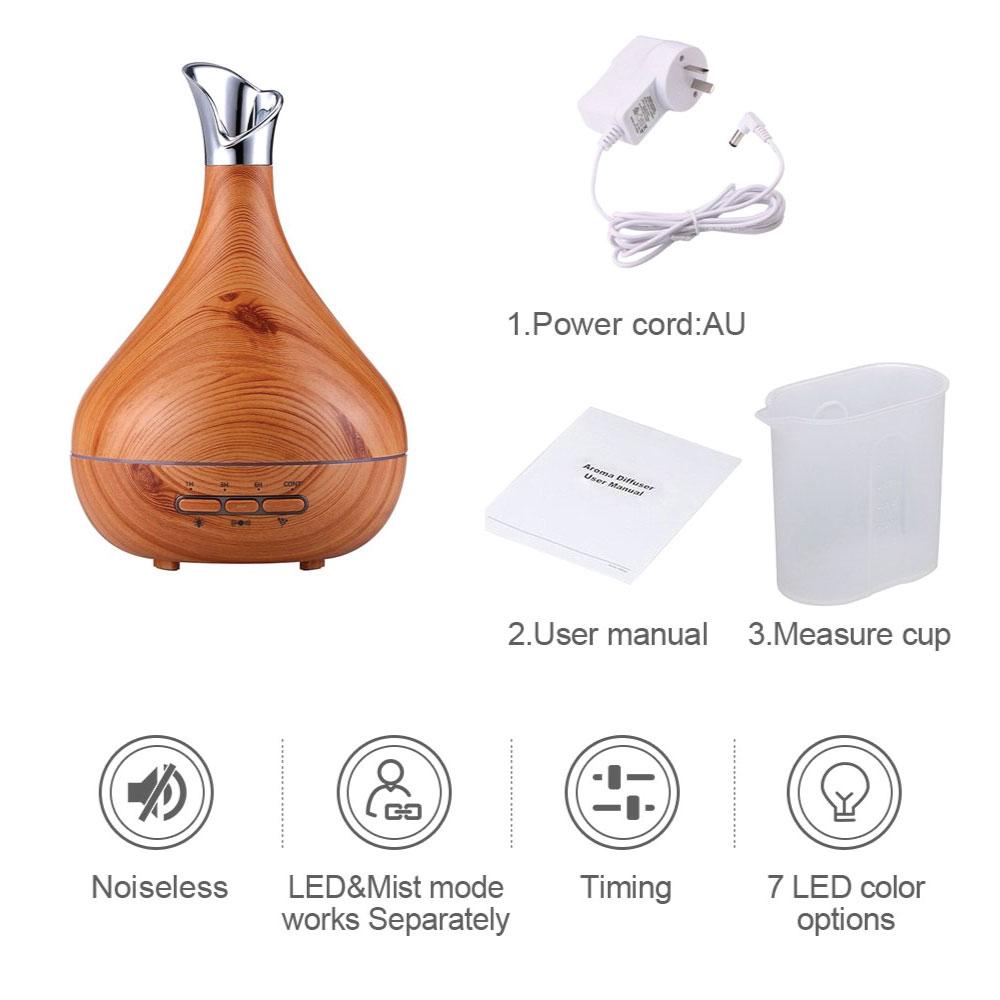 Essential Oil Aroma Diffuser Tulip Light Wood  -Ultrasonic Mist Ozdingo