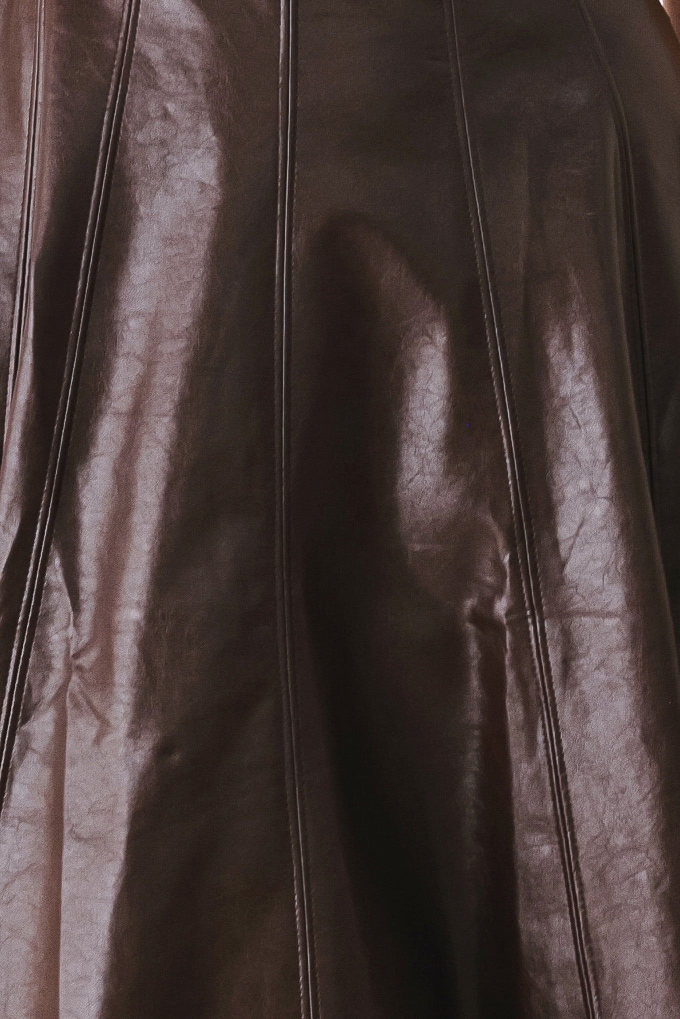 Dark brown faux leather midi dress by Flying Tomato, featuring a fitted silhouette and stylish design.