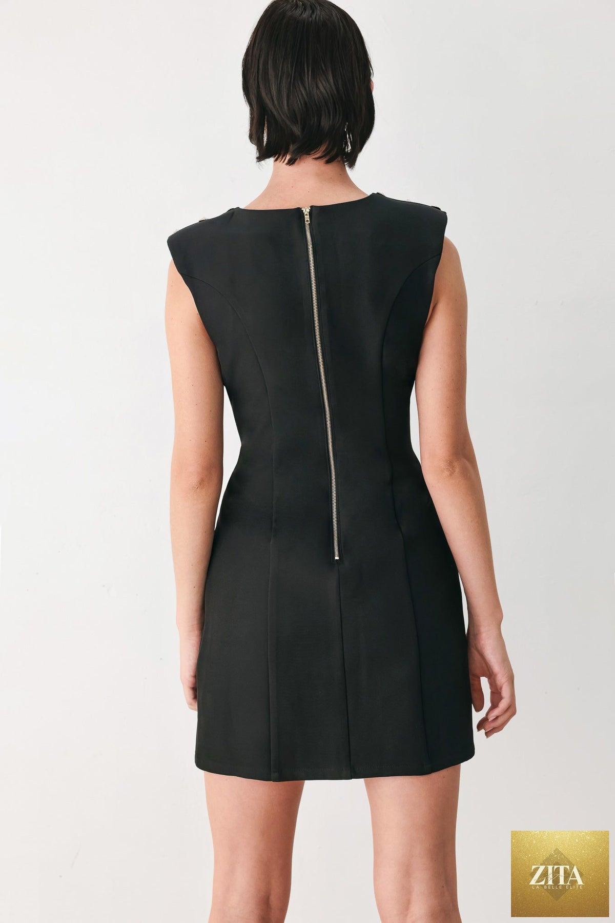 EBONY MODERN EDGE WOVEN MINI SHIFT DRESS