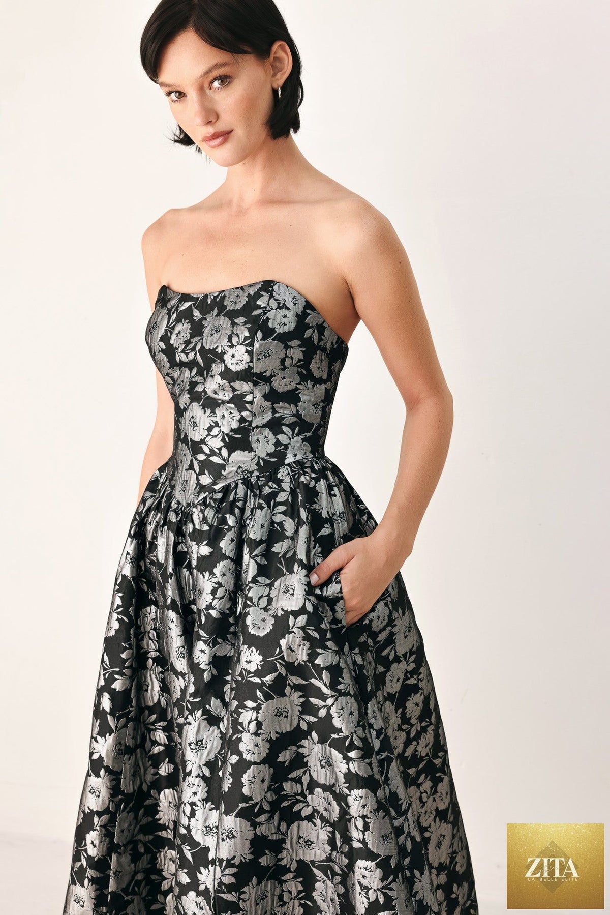 MIDNIGHT SPARKLE SWEETHEART MIDI DRESS