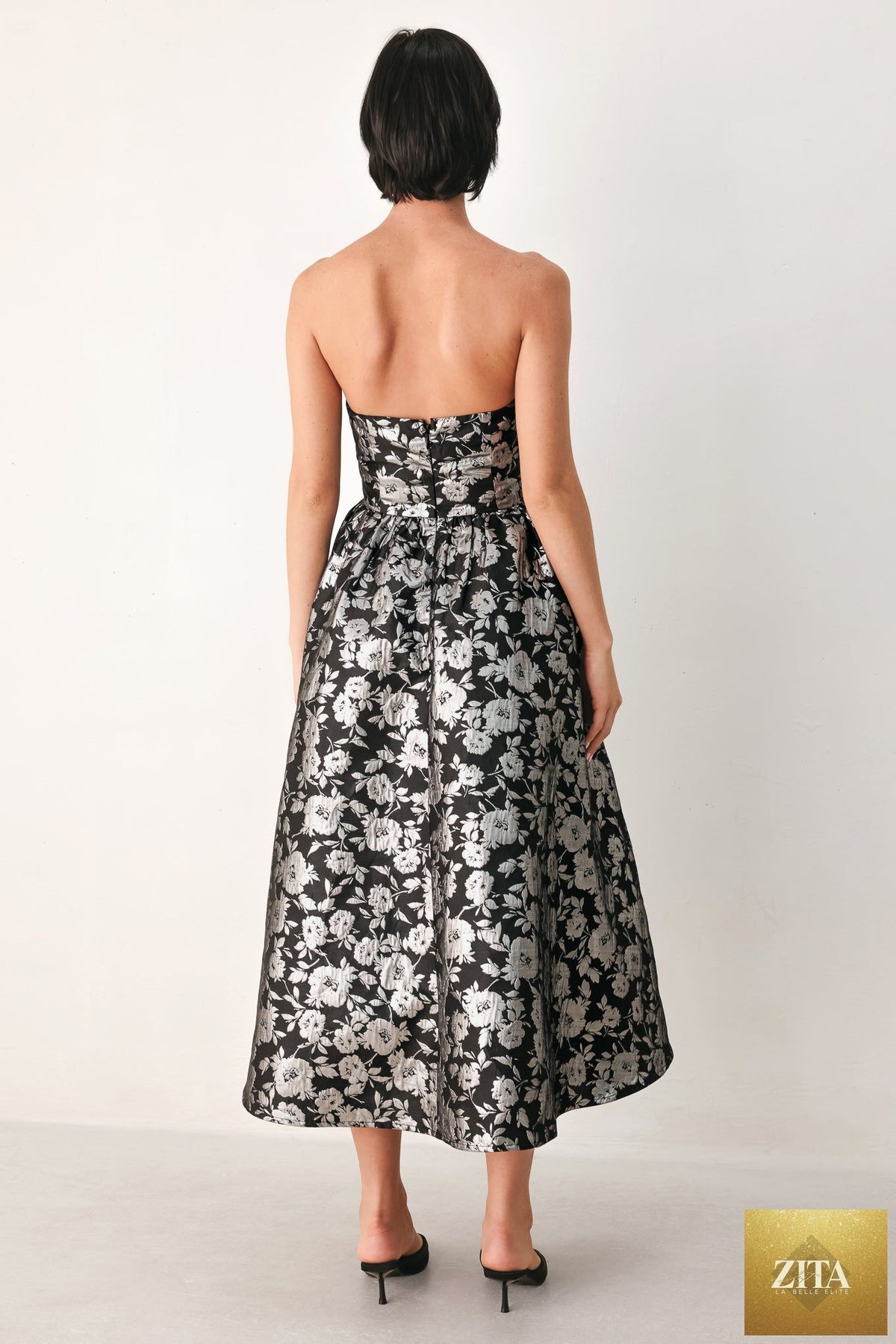 MIDNIGHT SPARKLE SWEETHEART MIDI DRESS